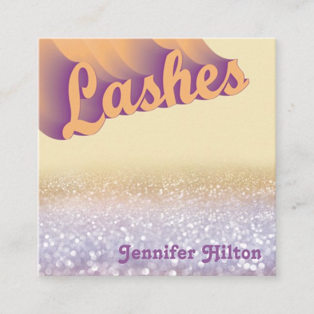 Funky moderne trendige, farbenfrohe Lashes Quadratische Visitenkarte (Vorderseite)
