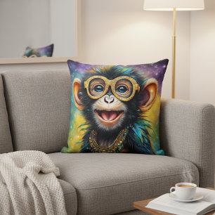 Funky Monkey mit goldener Brille Kissen