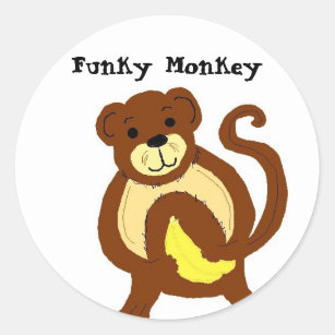 Funky Monkey Runder Aufkleber