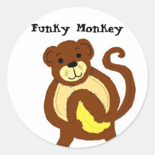 Funky Monkey Runder Aufkleber