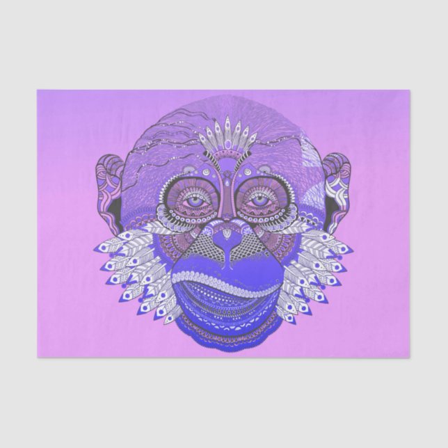 Funky Monkey Tribal Feathers Seidenpapier (Vorderseite)