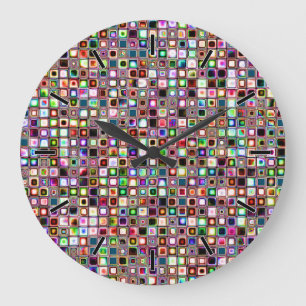 Funky Mosaikfliesen-Muster mit Jewel Tones Große Wanduhr