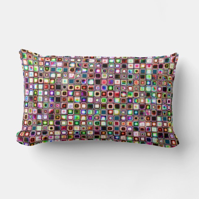 Funky Mosaikfliesen-Muster mit Jewel Tones Lendenkissen (Vorderseite)