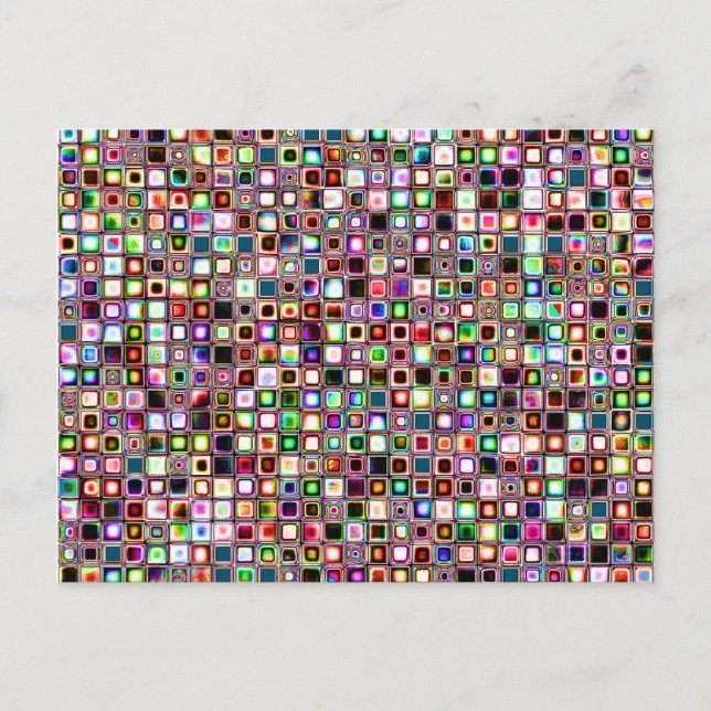 Funky Mosaikfliesen-Muster mit Jewel Tones Postkarte (Vorderseite)