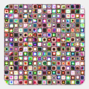 Funky Mosaikfliesen-Muster mit Jewel Tones Quadratischer Aufkleber