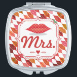Funky Mrs Lips Wedding Gift Mirrored Compact Taschenspiegel<br><div class="desc">Romantic Funky Hipster Mrs Lips Fashion Diva Niedlich Polka Dot Lips und andere moderne Muster Hochzeitsgeschenk Spiegelkompakt</div>