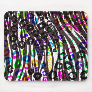 Funky Multi Animal Print Muster Bright Colors Mousepad