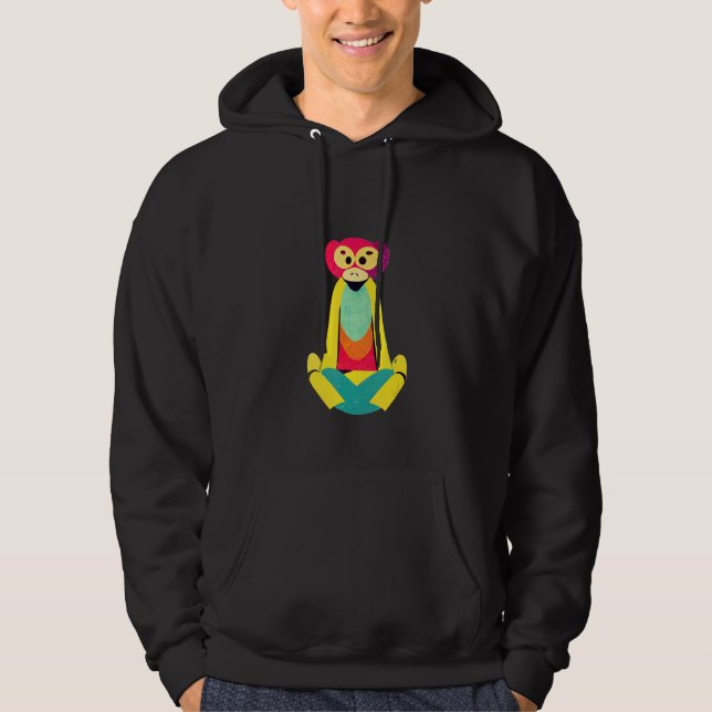 Funky Munky Sitting Monkey Design Hoodie (Vorderseite)