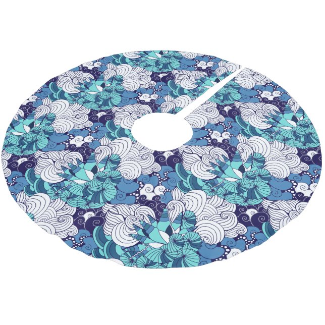 Funky-Muschelmuster Polyester Weihnachtsbaumdecke (Schrägansicht)