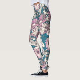 Funky mutiges Blumen in den rosa und aquamarinen Leggings
