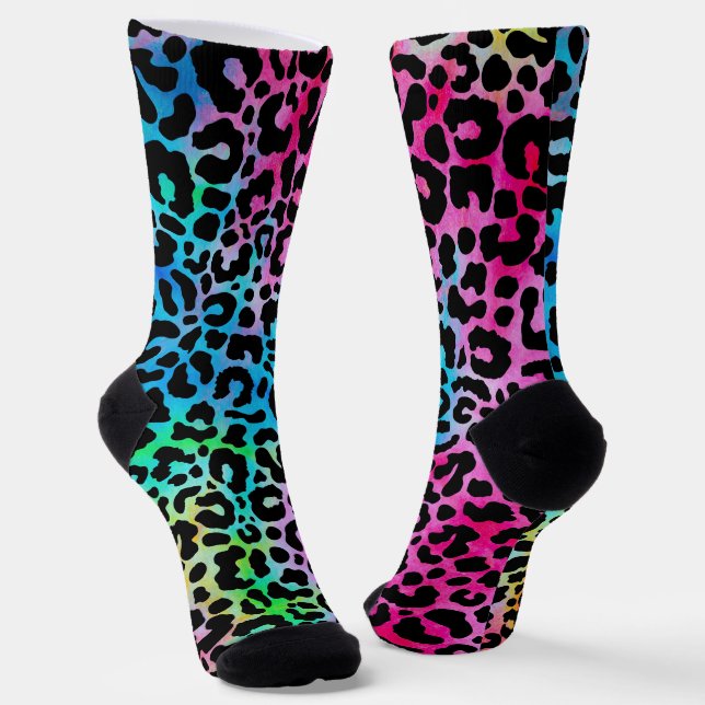 Funky Neon Colorful Leopard Print Socken (Gewinkelt)