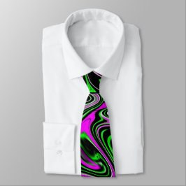Funky Neon Green Pink und Black Net Paint Swirl Krawatte