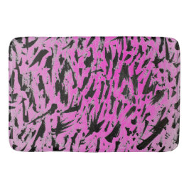 Funky Neon Pink und Black Print Badematte