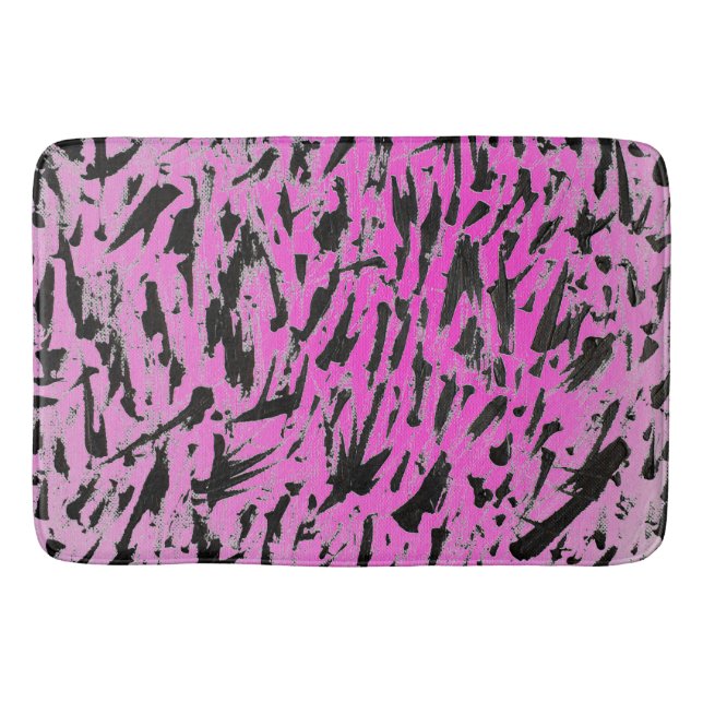Funky Neon Pink und Black Print Badematte (Vorderseite)