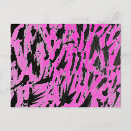Funky Neon Pink und Black Print Postkarte