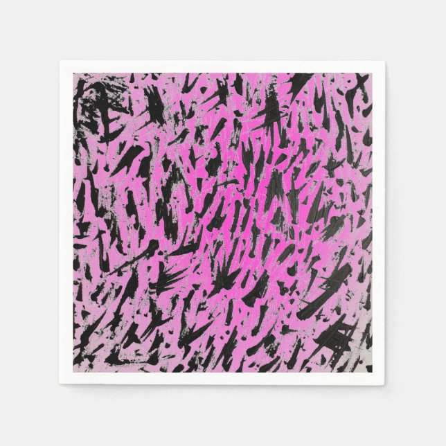 Funky Neon Pink und Black Print Serviette (Vorderseite)
