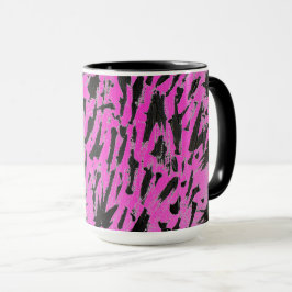 Funky Neon Pink und Black Print Tasse
