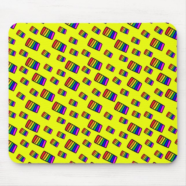 Funky Neon Rainbow Block Pattern Mousepad (Vorne)