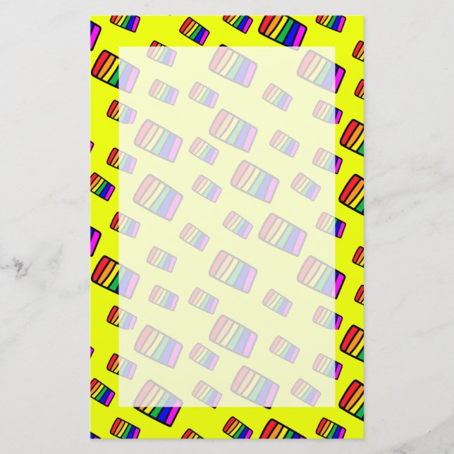 Funky Neon-Regenbogenblock-Muster Briefpapier (Vorderseite)