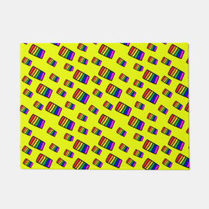 Funky Neon-Regenbogenblock-Muster Fußmatte