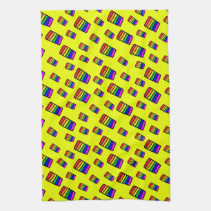 Funky Neon-Regenbogenblock-Muster Geschirrtuch