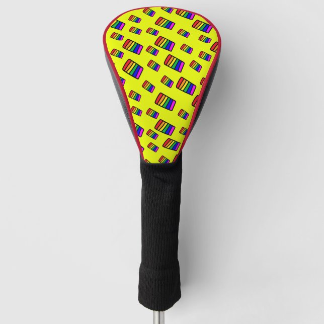Funky Neon-Regenbogenblock-Muster Golf Headcover (Vorderseite)