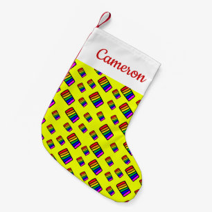 Funky Neon-Regenbogenblock-Muster Kleiner Weihnachtsstrumpf