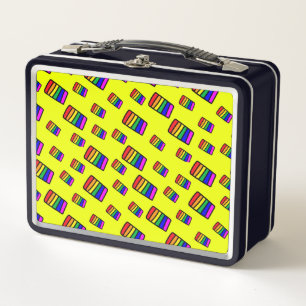 Funky Neon-Regenbogenblock-Muster Metall Brotdose