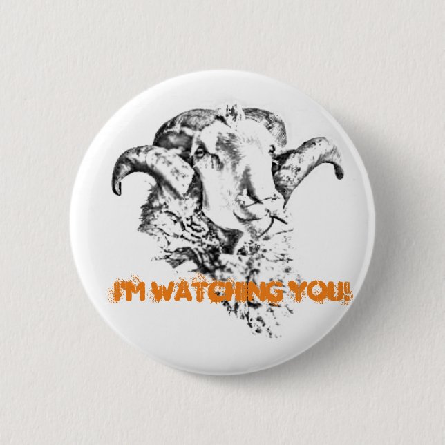 Funky Niedlich Sheep Ram Button (Vorderseite)