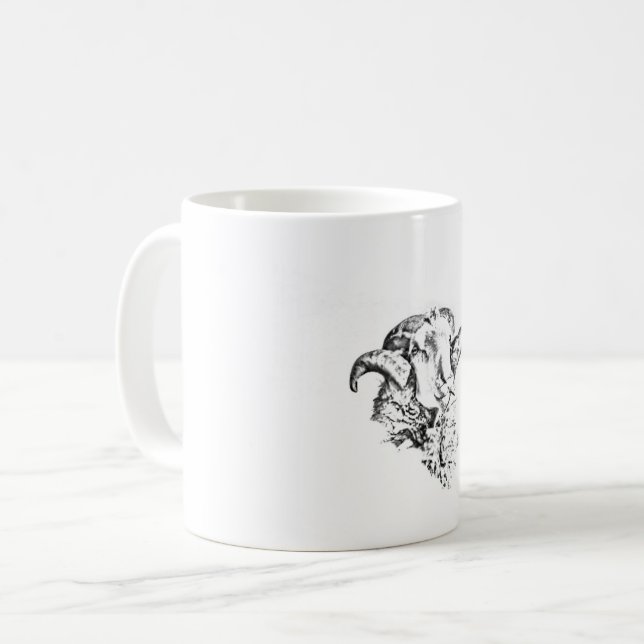 Funky Niedlich Sheep Ram Kaffeetasse (Vorderseite Links)