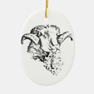 Funky Niedlich Sheep Ram Keramik Ornament