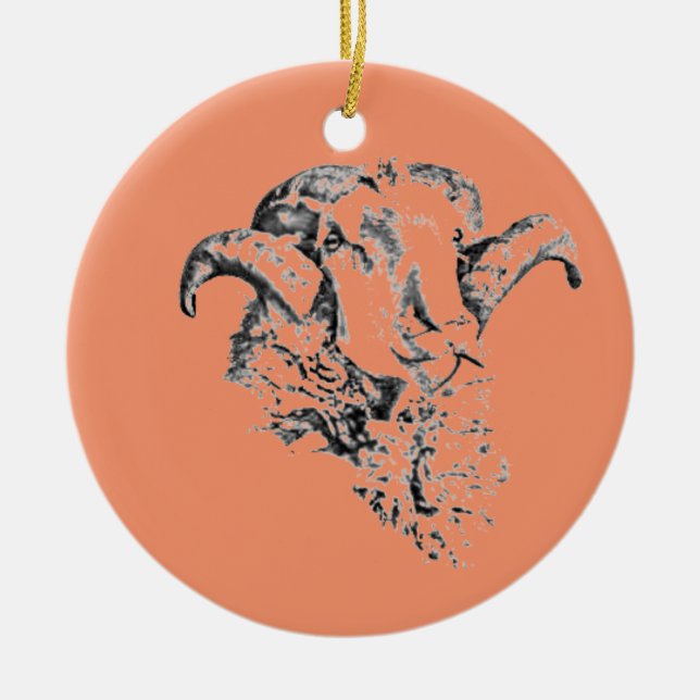 Funky Niedlich Sheep Ram Keramik Ornament (Vorne)