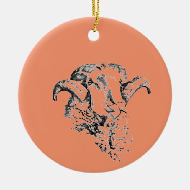 Funky Niedlich Sheep Ram Keramik Ornament (Vorne)