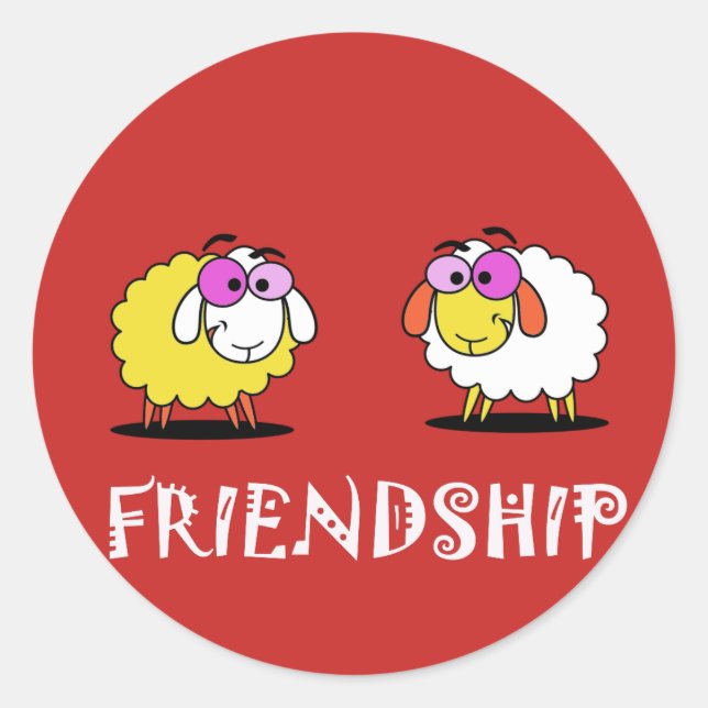 Funky Niedlich Two Sheep Friendship Sticker (Vorderseite)