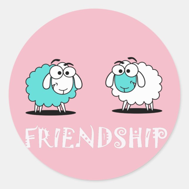 Funky Niedlich Two Sheep Friendship Sticker (Vorderseite)