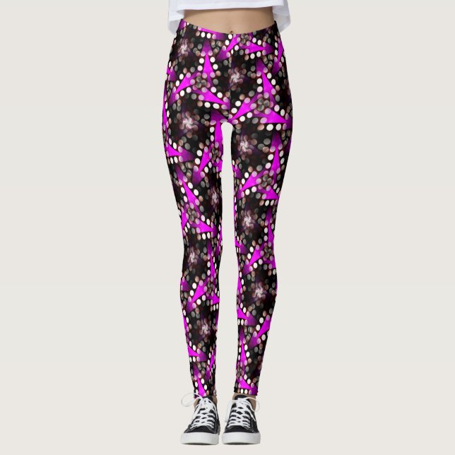 Funky Noir Leggings, die Psydefink mit heißen Pink Leggings (Vorderseite)