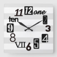 Funky Numbra Square mit Streifen Wall Uhren
