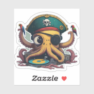 Funky Octopus DJ Aufkleber