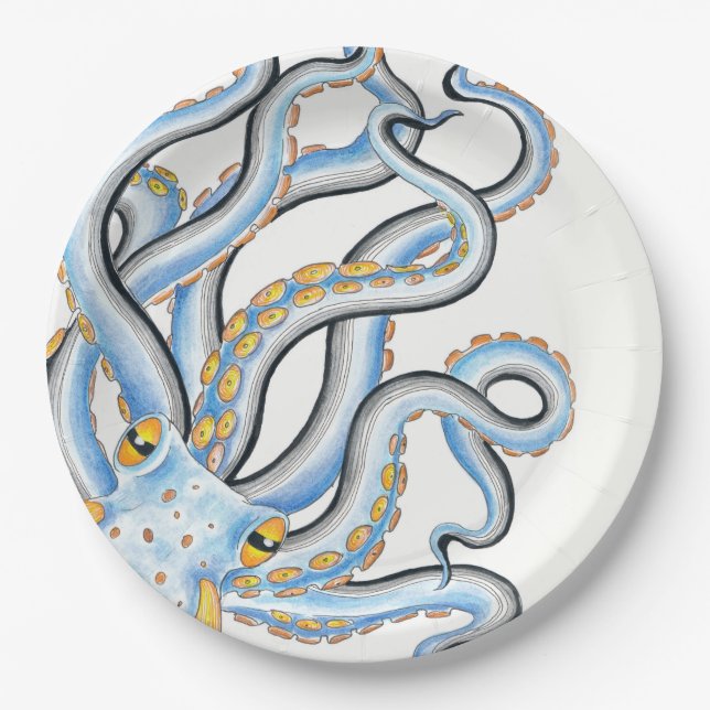 Funky Octopus Pappteller (Vorderseite)