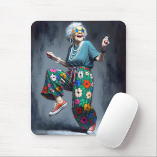 Funky Old Lady Dancing Mousepad
