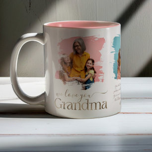 Funky Oma 3 Foto-Collage Faux-Gold Zweifarbige Tasse