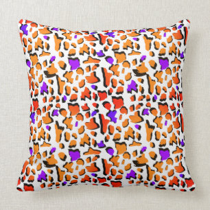Funky Orange Lila Leopard Print Modern Kissen