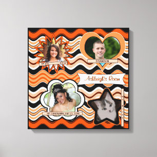 Funky Orange, Schwarz, Weiß Foto Wand hängend Leinwanddruck