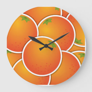 Funky Orangen Große Wanduhr