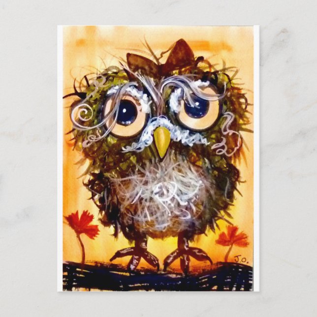 Funky owl Girl Postkarte (Vorderseite)