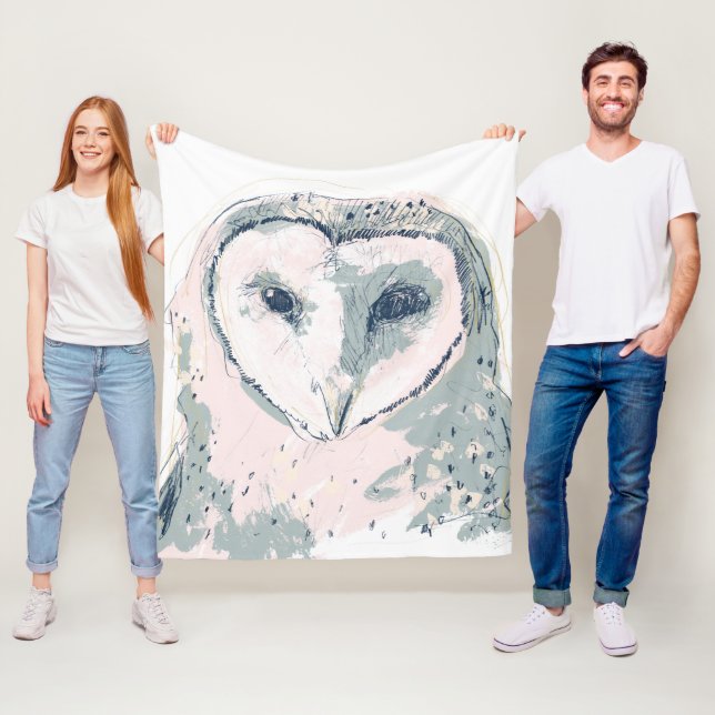 Funky Owl Portrait Fleecedecke (Beispiel)