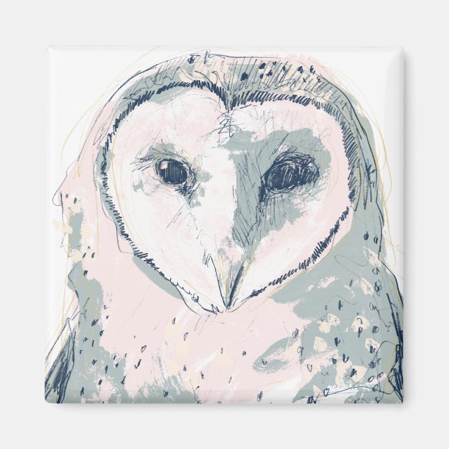 Funky Owl Portrait Magnet (Vorne)