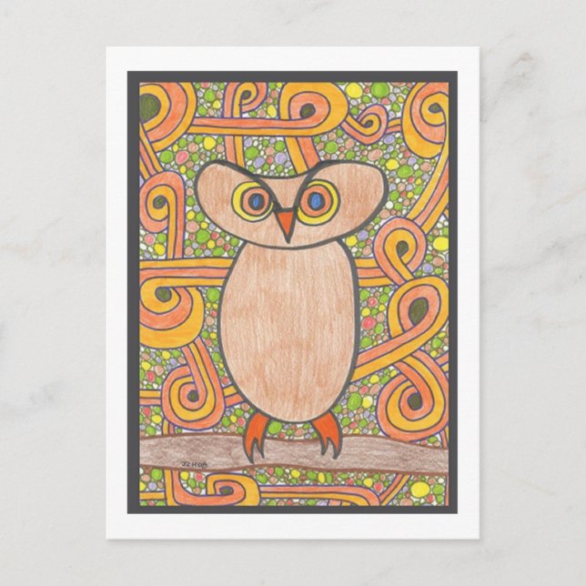 Funky Owl Postkarte (Vorderseite)