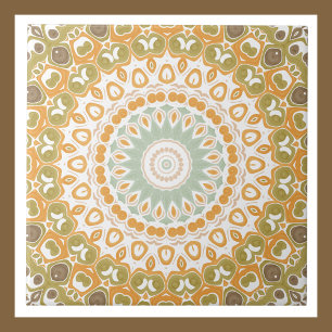 Funky Painted Medallion in Orange und Green Fliese