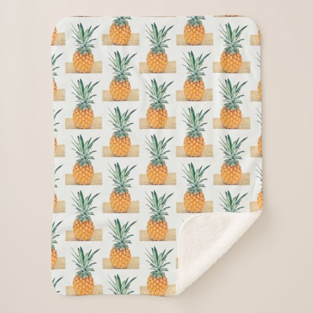 Funky Pale Gelbe Ananas Yummy Blanket Sherpadecke (Vorderseite)
